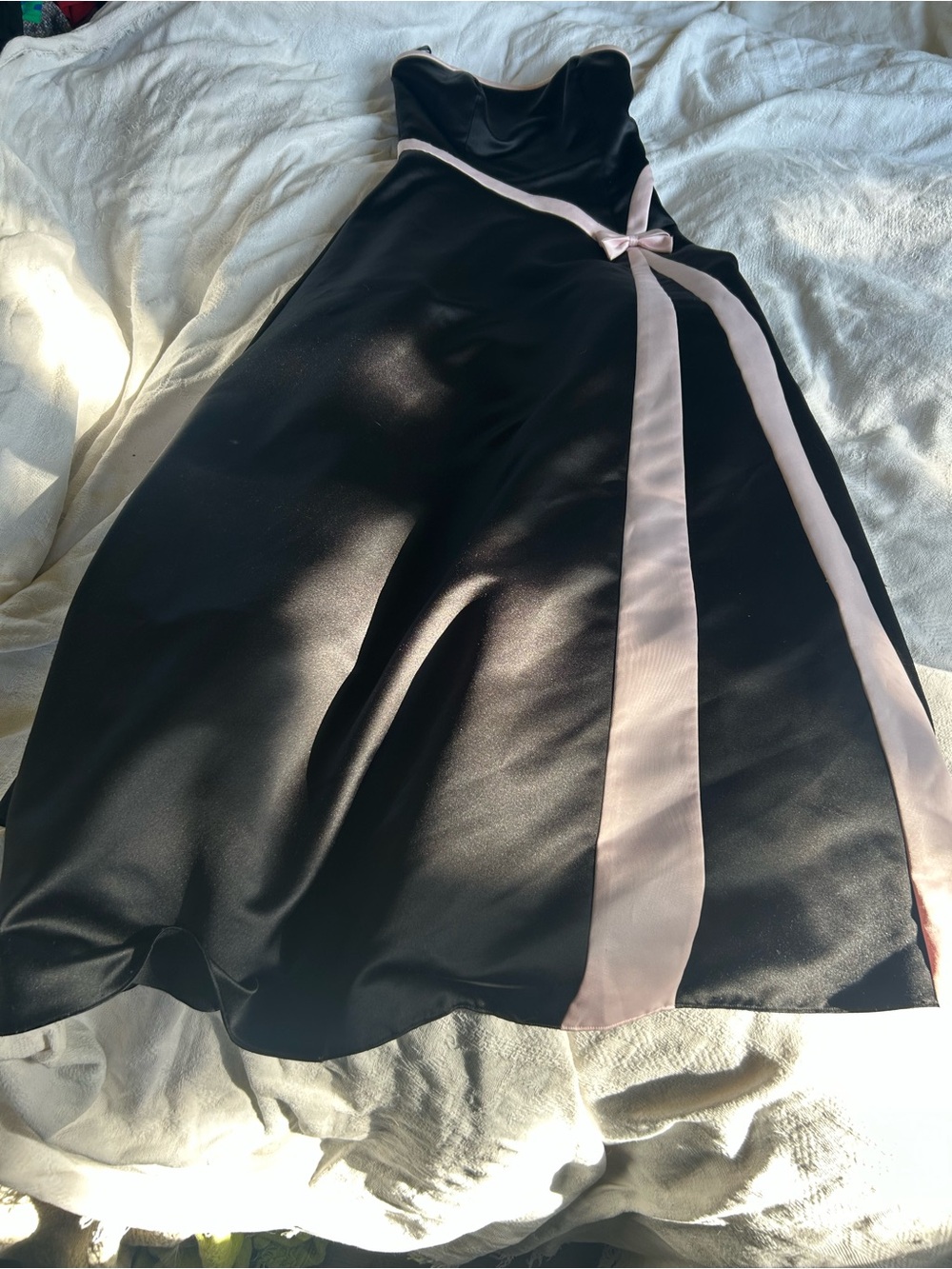 Jessica McClintock for Gunne Sax black with pink straplees dress. Suze 5
